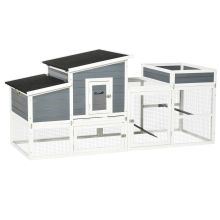 PawHut Deluxe Rabbit Hutch, Chicken Coop, Hen House, Wooden Poultry Cage with Plant Box, Openble Roof, Outdoor Run, Nesting Box, Removable Tray and Lockable Doors, 191.5 x 80 x 90cm