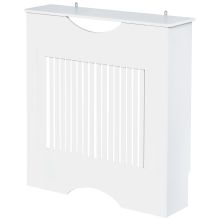 HOMCOM Painted MDF Radiator Cover Heater Cabinet Modern Slatted Home Furniture Living Room Bedroom Worktop White 82H x 78W x 19D