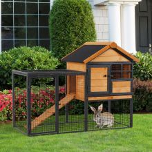 PawHut Wood metal Guinea Pigs Hutches Elevated Pet Bunny House Rabbit Cage with Slide Out Tray Outdoor