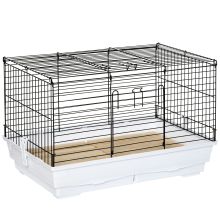 PawHut Indoor Small Animal Cage for Rabbits, Guinea Pigs w Wood Floor, Removable Trays