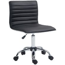 HOMCOM Adjustable Swivel Office Chair with Armless Mid Back in PU Leather and Chrome Base Black