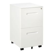 Vinsetto Mobile Steel File Cabinet, 2 Drawer Filing Cabinet, Vertical Lockable Home Office Organizer with Adjustable Partition for A4 Letter Size, White