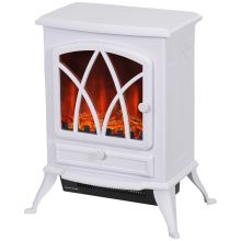 HOMCOM 1kW 2kW Vintage Electric Fireplace Heater White