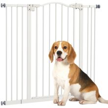 PawHut Pressure Fit Dog Stair Gate No Drilling Safety Gate Auto Close for Doorways, Hallways, 74 100cm Adjustable, 94cm Tall, White