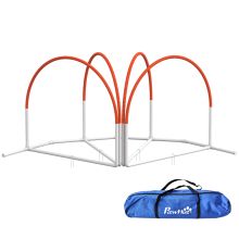 PawHut Dog Agility Equipment Set, Dog Agility Training Equipment for Dogs w Oxford Carry Bag, 4 PCS Weave Poles Orange