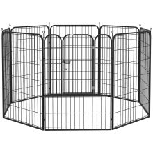 PawHut 8 Panels Heavy Duty Puppy Playpen, for Large, Medium Dogs, Indoor and Outdoor Use Black