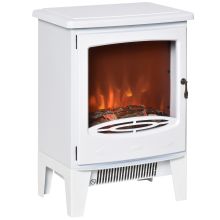 HOMCOM Electric Fireplace Stove, Free standing Fireplace Heater with Realistic LED Flame Effect, Overheat Safety Protection, 900W 1800W, White