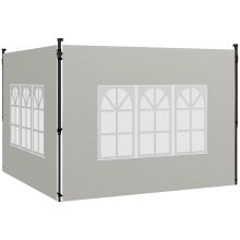 Outsunny Gazebo Side Panels, Sides Replacement with Window for 3x3m or 3x6m Gazebo Canopy, 2 Pack, White