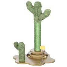 PawHut 60cm Chenille Cat Tree, with Interactive Toy Balls, Sisal Scratching Posts Green