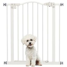 PawHut Metal 74 80cm Adjustable Pet Gate Safety Barrier w Auto Close Door White