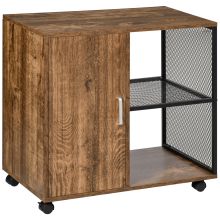 HOMCOM Printer Stand Home Office Mobile Storge File Cabinet Organizer with Castors, Door, Vintage Brown