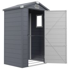 Outsunny 4.4ft x 3.3ft size Aluminium Frame and Plastic Wall Shed, with Foundation Grey