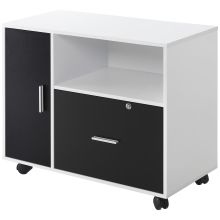 HOMCOM Multi Compartment Office Storage Cabinet, with File Hangers Black White