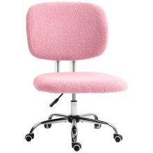 Vinsetto Teddy Fleece Armless Office Chair Pink