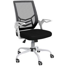 Vinsetto Mesh Office Chair, Computer Desk Chair with Flip up Armrests, Lumbar Back Support and Swivel Wheels, Black