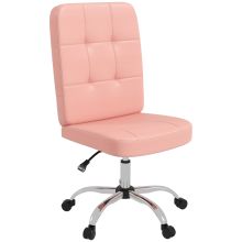 Vinsetto Armless Faux Leather Office Chair Pink