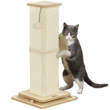 PawHut 3 in 1 Cat Scratching Post, 67cm Cat Scratcher w Track Ball Toy, Oak Tone