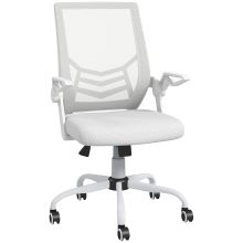 Vinsetto Mesh Office Chair, Computer Desk Chair with Flip up Armrests, Lumbar Back Support and Swivel Wheels, White