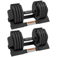 SPORTNOW 2 x 20KG Adjustable Dumbbells Set, 4 in 1 Weights Set with Storage Tray and Non Slip Handle, Home Gym Fitness Equipment, Black