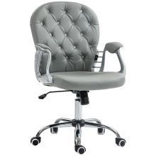 Vinsetto Office Chair Ergonomic 360? Swivel PU Diamante Padded Base 5 Castor Wheels for Home Work Grey