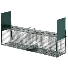 PawHut Two Door Live Trap for Small Animals, Animal Trap for Rat, Mice Dark Green