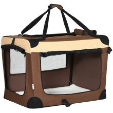 PawHut 70cm Foldable Pet Carrier, with Cushion, for Small Dogs and Cats Brown