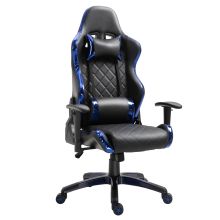 Vinsetto Holographic Stripe Gaming Chair Ergonomic PU Leather High Back 360? Swivel w 5 Wheels 2 Pillows Back Support Racing Reclining Black and Blue