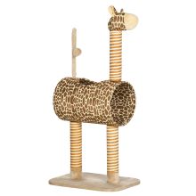 PawHut Giraffe Designed Cat Tree, with Scratching Posts, Cat Tunnel, Toy Ball Beige