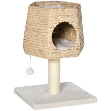 PawHut Cat Tree Tower with Scratching Post for Indoor Cats Climbing Activity Center Kitten Furniture Condo Sisal 45 x 45 x 66cm Natural