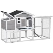 PawHut Large Chicken Coop with Run Hen House Wooden Poultry Cage w Nesting Box Removable Tray Outdoor 193 x 78 x 115cm