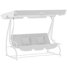 Outsunny Garden Swing Canopy Replacement 3 Seater, Waterproof Garden Swing Seat Canopy Cover, Windproof Anti UV Sun Shade Canopy Only for Patio, Balcony, Light Grey