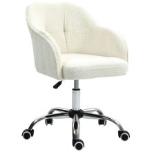 HOMCOM Teddy Fleece Swivel Office Chair Cream