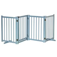 PawHut Pet Gate Wooden Foldable Dog Safety Barrier w 4 Panels for Small and Medium Dogs Blue