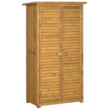 Outsunny Wooden Garden Storage Shed, Compact Utility Sentry Unit, 3 Tier Shelves Tool Cabinet Organizer with Asphalt Roof and Shutter Design, 87cm x 47cm x 160cm