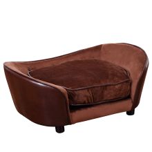 PawHut Pet Sofa Dog Couch, with Cushion, for Cats, Small Dogs Brown