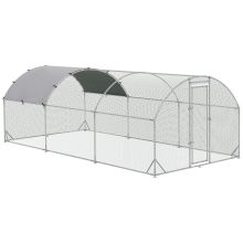 PawHut Galvanised Chicken Coop Hen House w Cover 5.7 x 2.8 x 2m