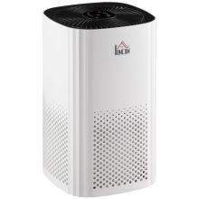 HOMCOM Air Purifiers for Bedroom with 3 Stage Carbon HEPA Filtration System, Air Monitor, Timer, and Ioniser, Air Cleaner with 4 Speeds, Remove Smoke Dust Pollen Odors