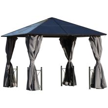 3m x 3m Outdoor Aluminium Alloy Gazebo Inc Curtains Dark Grey