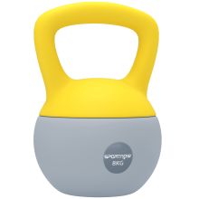 SPORTNOW Soft Kettlebell, 8kg Kettle Bell with Non Slip Handle for Home Gym Weight Lifting and Strength Training, Yellow and Grey