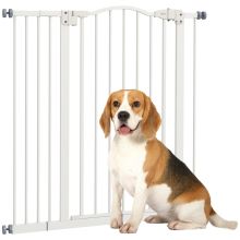 PawHut Pressure Fit Dog Stair Gate No Drilling Safety Gate Auto Close for Doorways, Hallways, 74 94cm Adjustable, 94cm Tall, White