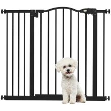 PawHut Metal 74 94cm Adjustable Pet Gate Safety Barrier w Auto Close Door Black