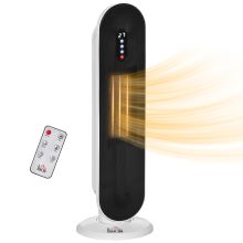 HOMCOM Ceramic Space Heater, Indoor Tower Heater with 2 Heat, Oscillation, Remote Control, Timer, Tip Over & Overheating Protection, 1200W 2000W, White