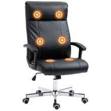 Vinsetto Massage Office Chair, PU Desk Chair with 6 Point Massage, High Back Computer Chair with Metal Legs, Thick Seat, Remote Control and Adjustable Height, Black