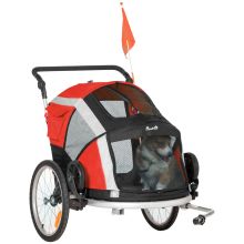 PawHut Dog Bike Trailer 2 in 1 Pet Stroller for Large Dogs Cart Foldable Bicycle Carrier Aluminium Frame with Safety Leash Hitch Coupler Reflector Flag Red