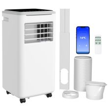 HOMCOM 9000 BTU Portable Air Conditioner, Smart Home WiFi Compatible, 4 in 1 Air Conditioning Unit, Dehumidifier, Fan with Remote, 24H Timer, Window Venting Kit, 20m?, R290, A Energy Efficiency