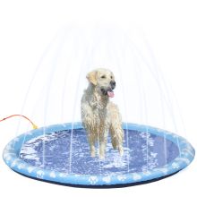 PawHut 170cm Splash Pad Sprinkler for Pets Dog Bath Pool Water Game Mat Toy Non slip Outdoor Backyard Blue