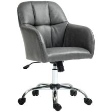 HOMCOM Faux Leather Tub Office Chair, with Wheels Grey