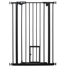 PawHut Extra Tall Pet Gate, Indoor Dog Safety Gate, with Cat Flap, Auto Close, 74 80cm Wide Black