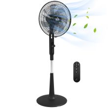 HOMCOM Three Mode Pedestal Fan, with Insect Repellant Box and LED Panel Black