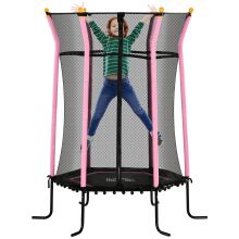 HOMCOM Kids Trampoline Mini Bouncer with Enclosure Safety Net For Ages 3 10 Years Pink